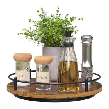 Imagem de KOKSTOP Organizador susan preguiçoso: decoração de rack de temperos giratório de 10 polegadas para bancada de cozinha suporte giratório de madeira redondo para sala de jantar, sala de estar,