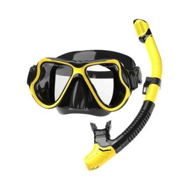 Imagem de Máscara de Snorkel Seca com Óculos de Mergulho - Ajustável, Antiembaça