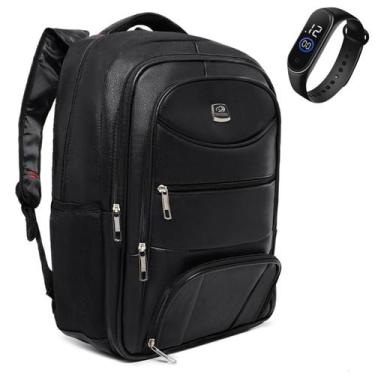 Imagem de Mochila De Viagem Masculina Couro Reforçada Espaçosa Escolar - Pinneri