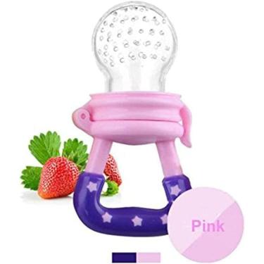 Imagem de Chupeta Alimentadora Mordedor Porta Frutas para Bebês Bico de Silicone Rosa