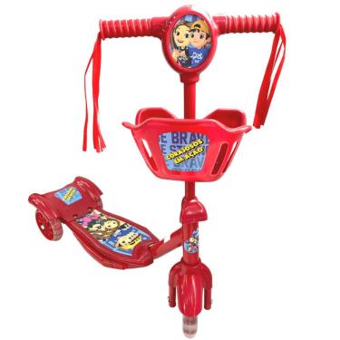 Imagem de Patinete Infantil Corajosos Em Ação Musical Com Luz De Led, Cesta E 3 Rodas