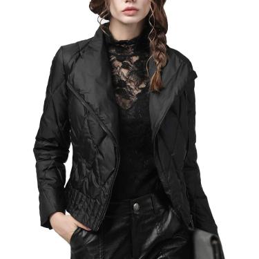 Imagem de Jaqueta Feminina Para Baixo Jaqueta Feminina Quente E Leve, Inverno Curto E Fino Jaqueta Feminina, Novo Casaco Feminino Fino De Manga Comprida, 80% De Conteúdo Para Baixo, Black-m