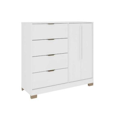 Imagem de Cômoda Quarto Alta 125cm x 118,5cm com 2 Portas e 4 Gavetas - Carraro 