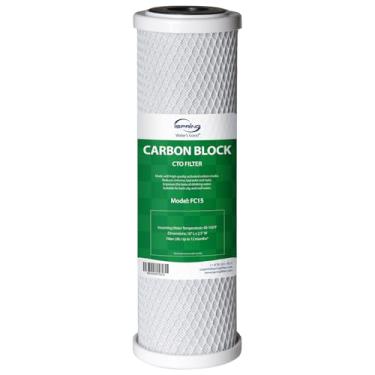Imagem de iSpring FC15 FC15-10 CTO Cartucho de filtro de bloco de carbono, 25,4 cm x 6,3 cm, 5 mícrons, 1 unidade (pacote com 1), branco