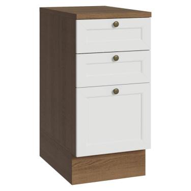 Imagem de Balcão De Cozinha 40 Cm 3 Gavetas Rustic/branco Vik Madesa Rustic/branco