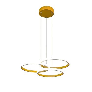 Imagem de Lustre Pendente De Led Luminária Dourado 3 Cores 50W 3 Arcos