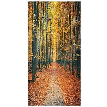 Imagem de Película de privacidade para janela florestal, janela decorativa 3D, decalques de vitrais, adesivo de janela aderente estática não adesivo, L90 x C 190 cm amarelo laranja ardósia azul