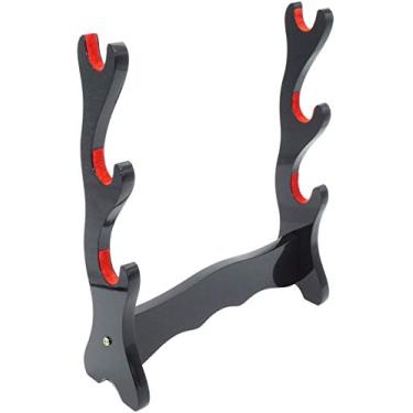 Imagem de CNLQ Suporte de veludo acolchoado para espada de feltro com proteção para exibição de espada Samurai Katana Wakizashi Tanto suporte (3 camadas)