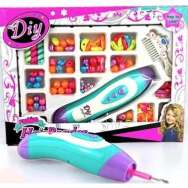 Imagem de Brinquedo Infantil Kit Tererê Miçangas Cabelo Com Aplicador Penteados 