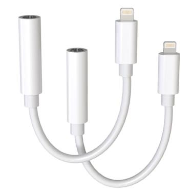 Imagem de [Certificação Apple MFi] Adaptador Lightning para fone de ouvido de 3,5 mm para iPhone, pacote com 2 adaptadores de fones de ouvido Apple, conversor de cabo auxiliar dongle, compatível com iPhone 14