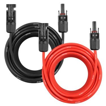 Imagem de Cabo de extensão de painel solar – Fio solar 10AWG 10 m, fio fotovoltaico, calibre 10, com conector à prova d'água fêmea e macho para trailer, sistemas fotovoltaicos, casa, barco, painéis solares