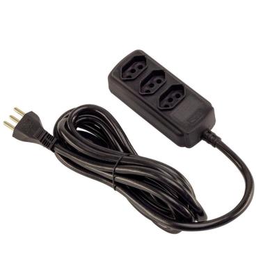 Imagem de Extensão Forceline Multipla com 3 tomadas - 3 Metros - 20A - Padrão 3 pinos - Preto - 0180200332