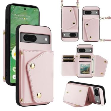 Imagem de Dibosom Capa carteira de luxo para Google Pixel 7 5G com 5 compartimentos para cartão fina e alça de ombro, suporte de cartão de crédito, acessórios para celular para Pixel7 Pixle Seven 6.3, ouro rosa