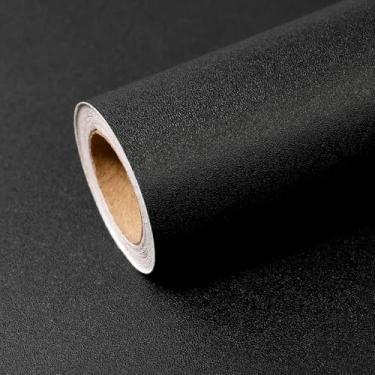 Imagem de CAX Papel de parede preto descascar e colar 60 cm x 38 cm papel de parede preto sólido preto fosco papel de parede moderno autoadesivo removível papel de parede à prova d'água de cor sólida para