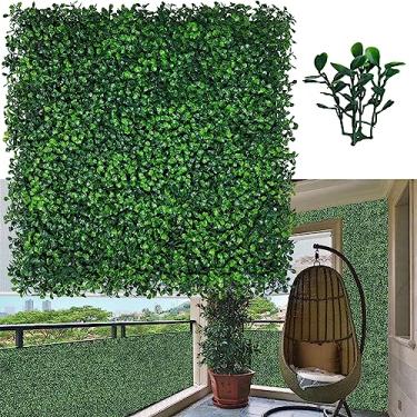 Imagem de ODTORY Painéis de fundo de parede de grama artificial, painéis de buxo anti vegetação UV 20 x 20 em 12P para decoração de parede verde e privacidade de cobertura de cerca de hera