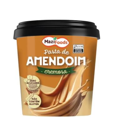 Imagem de MaziFoods Pasta de Amendoim Cremosa, Zero Açúcar, Sem Glúten, Rica em Proteínas,