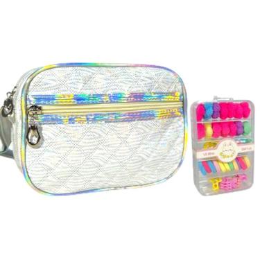 Imagem de Bolsinha Bolsa Infantil Menina Passeio Alça Transversal Regulável (Prata)