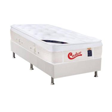 Imagem de Cama Box Solteiro: Colchão Molas  Ensacadas Castor Gold Star Vitagel + Base CRC Courano White (88x188)