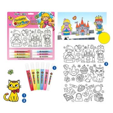 Imagem de Tnfeeon Adesivos de Arte de Pintura de Janela, Sem Panificação de Limpeza Fácil Acrilato de Acrilato Seguro Kit de Pintura de Arte Diy Kid Diy Pintura Brinquedo (Modelo rosa)