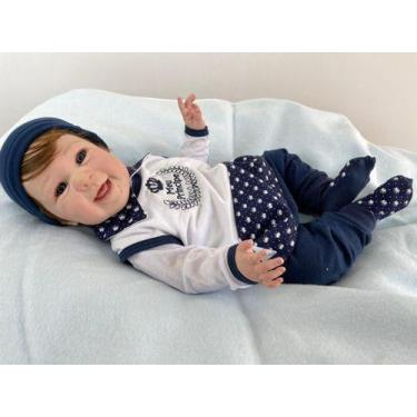 Imagem de  Bebe Reborn Menino Realista, Sorrindo Toma Banho, 55cm - Ana dolls