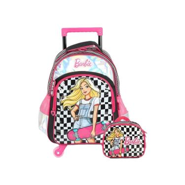 Imagem de Kit Mochila Escolar 2Em1 Rodas + Lancheira Barbie - Preto