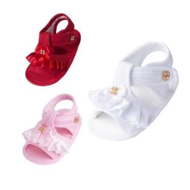Imagem de Sapatinho Bebê Kit 3 Pares Sandália Chinelo Bebê Menina Rn KIT126 - Ni