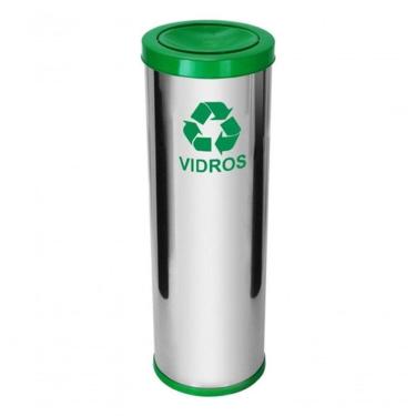 Imagem de Lixeira Em Aço Inox Com Tampa Meia Esfera Pintada 30 Litros