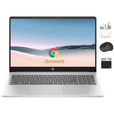 Imagem de HP Laptop Chromebook HD de 15,6 polegadas para estudantes de negócios, processador Intel N200 quad-core, 8 GB de RAM, armazenamento de 320 GB (eMMC de 64 GB + cartão de 256 GB), webcam, WiFi, bateria
