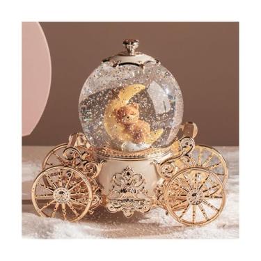 Imagem de ZZTWER Caixa musical fantasia floco de neve abóbora carro bola de cristal caixa de música, globo de neve com luzes coloridas para presente de aniversário, Natal, Ano Novo