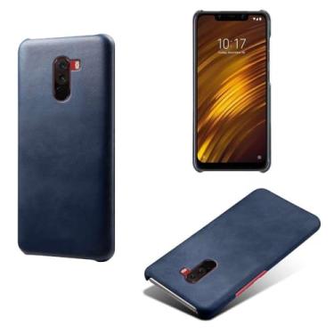 Imagem de Capa para Xiaomi Pocophone F1,Proteção contra quedas,Casca de volta de cor sólida simples,Design de couro de imitação de plástico-Blue