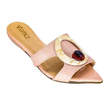 Imagem de Rasteira Flat Feminina Snake Bico Folha - Rosé 35