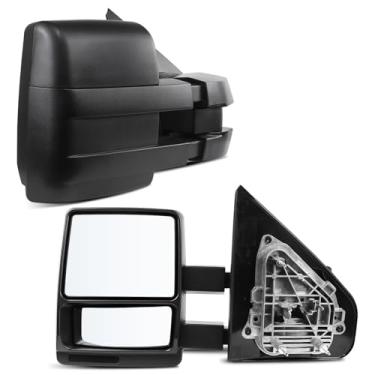 Imagem de LLPTA Espelhos de reboque Drive & Paasenger com espelho Spotter inferior - Compatível com Ford F150 2004-2014 - Espelhos retrovisores laterais telescópicos manuais ajustáveis manualmente - Textura