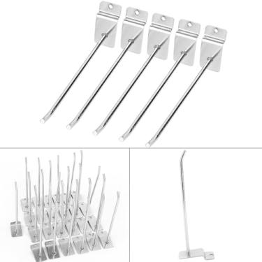 Imagem de Xixian 25pcs, Gancho de Painel de Parede Inclinado de 6 Polegadas Com Acabamento Cromado Brilhante, 30 Graus para Cima, Timbo Redondo Liso para Segurança Extra, Incrivelmente Forte,