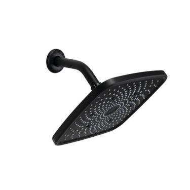 Imagem de Ducha ABS Preto Fosco Quadrada 21x21 cm c/ Cano de Parede - AMG Metais