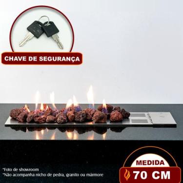 Imagem de Lareira a Gás Império 70cm - Aço Inox - Fogo & Art, Com chave de segur