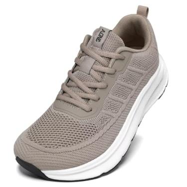 Imagem de KDN Tênis Masculino Com Biqueira Larga, Amortecimento, Antiderrapante, Para Corrida De Estrada, Caminhada, Confortável, Academia, Treino, Cáqui