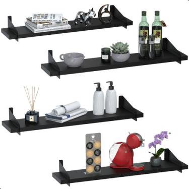 Imagem de 4 Prateleiras De Madeira Estilo Industrial Suspensa Max60p - MetalCrom