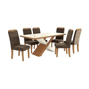 Imagem de Conjunto de Mesa com 6 Cadeiras Imperatriz Kappesberg - Canela/Marrom