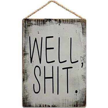Imagem de Placas de madeira rústica, placa de madeira Well Shit, decoração de banheiro, banheiro, lavabo, sala, parede, decoração, cozinha, café, pub, decoração, presente, 20 x 30 cm