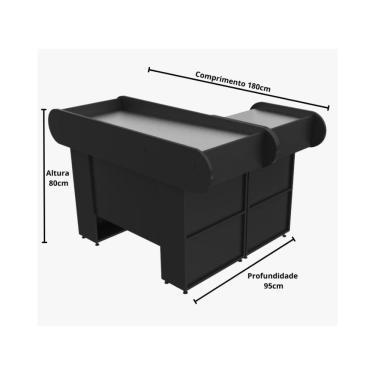 Imagem de Balcão Check Out 1,80m Black Preto com Gaveta Toop Ormifrio