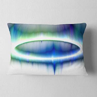 Imagem de Designart Linda manta lombar abstrata com luzes azuis do norte para sala de estar, sofá, enchimento de almofada + capa de almofada impressa em ambos os lados 30,5 x 50,8 cm