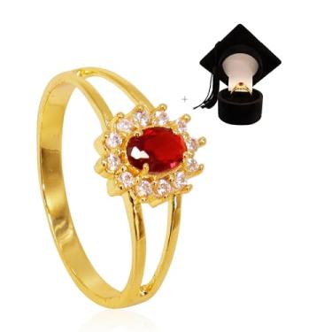 Imagem de Anel Feminino De Formatura Feito 100% De Moeda Antiga Banhado A Ouro 18k - Direito (22)