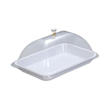 Imagem de Generic Suporte para bolo com bandeja de servir em formato de cúpula com tampa, conveniente e transparente, capa para comida para festas, restaurantes, Branco