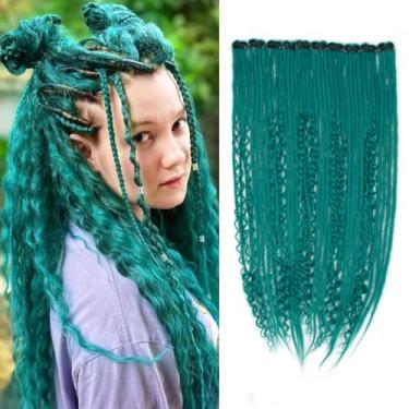 Imagem de Pouweney Extensões Dreadlock de 61 cm, 10 peças, conjuntos completos, 40 fios, extensões de dreads sintéticas Bdgreen para mulheres, 100% feitas à mão, macio, fino, 0,6 cm de largura.