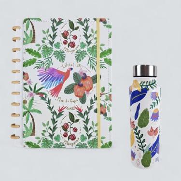 Imagem de Caderno Inteligente C/ Garrafa 800ml Inox Floridos Coleção - MultiA, B