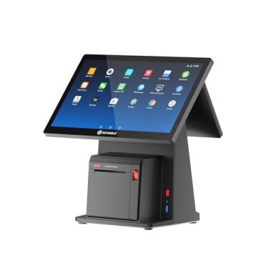 Imagem de Sistema POS Scangle/Terminal Touch POS de 35.8 cm com impressora térmica integrada de 7,6 cm, Android 11/Google Play, WiFi + BT, para trabalho de restaurante com Loyverse/Uber Eats (tela dupla de 14,1
