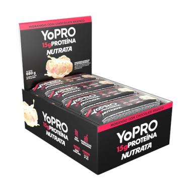 Imagem de Barra YoPRO Sabor Morango com Chocolate Branco - Nutrata Display C/ 12 Barras de 40g