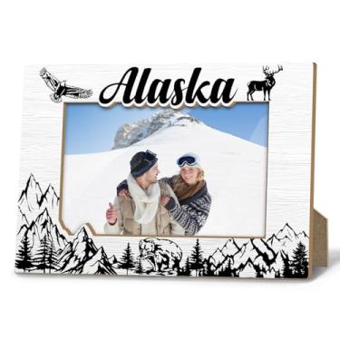 Imagem de Porta-retrato do Alasca, lembranças do Alasca, presentes de Natal para amigos, colegas de trabalho, presentes de lua de mel de férias para casais, foto 10 x 15 cm, decoração de prateleira de mesa/A01