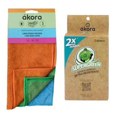 Imagem de Kit Pano Mágico Coloridos Não Solta Pelos E Fiapos 30x30cm + Esponja Mágica Extra Resistente Melamina Manchas (3 Panos Mágicos Coloridos + 1 Esponja)