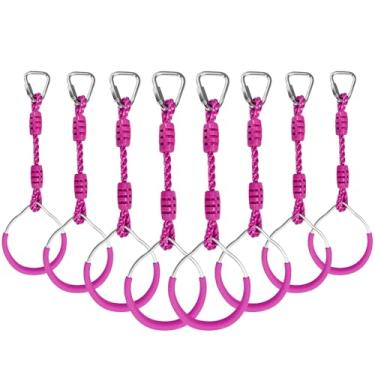 Imagem de Anel de Ginástica Swing Warrior Obstacle Course Slackline Escalada Trapézio Punho Equipamento de Treinamento, 8 Roxos Ninja Monkey Bar Pendure Jungle Fist Workout Outdoor Indoor Casa Ginásio Quintal
